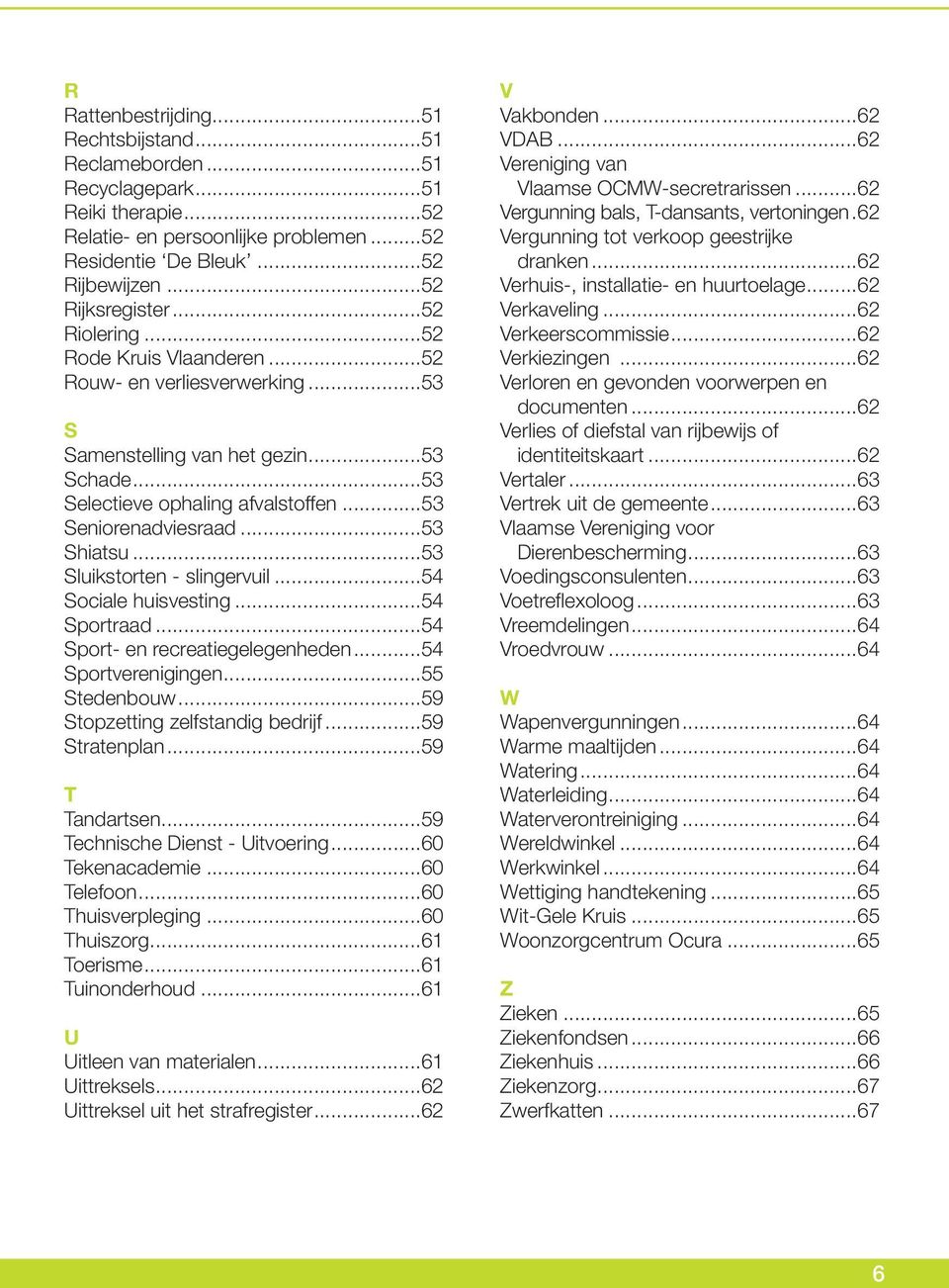 ..53 Sluikstorten - slingervuil...54 Sociale huisvesting...54 Sportraad...54 Sport- en recreatiegelegenheden...54 Sportverenigingen...55 Stedenbouw...59 Stopzetting zelfstandig bedrijf...59 Stratenplan.