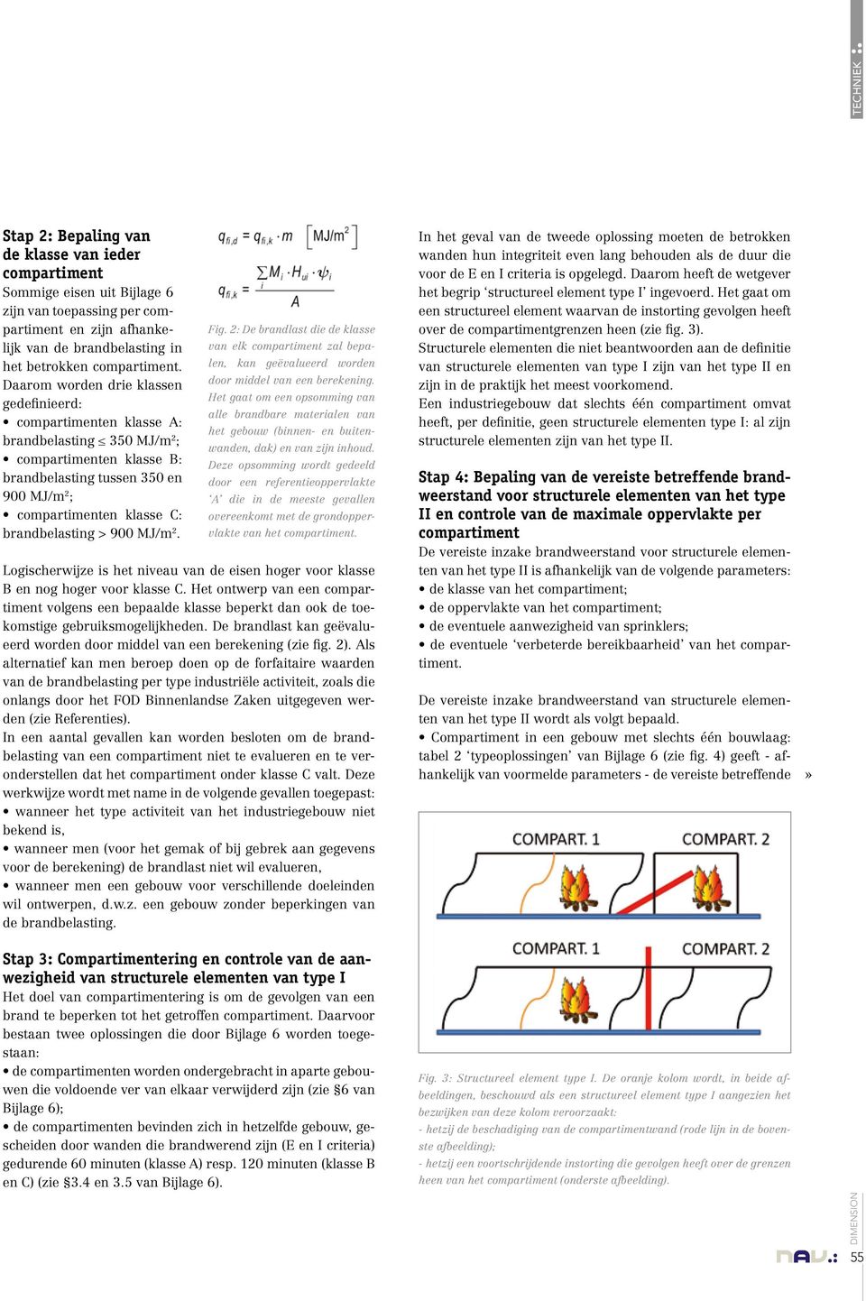 brandbelasting > 900 MJ/m 2. Fig. 2: De brandlast die de klasse van elk compartiment zal bepalen, kan geëvalueerd worden door middel van een berekening.