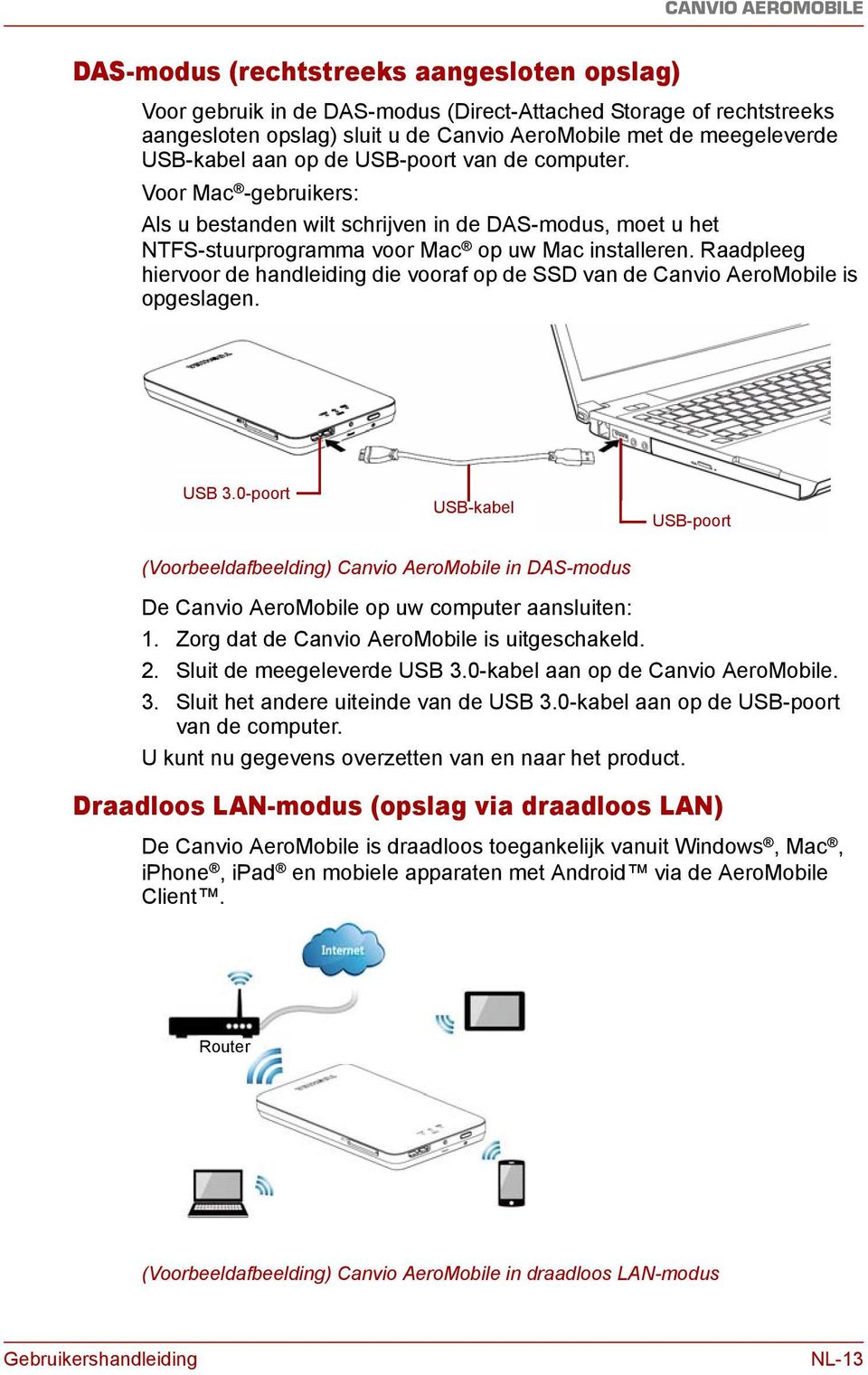 Raadpleeg hiervoor de handleiding die vooraf op de SSD van de Canvio AeroMobile is opgeslagen. USB 3.