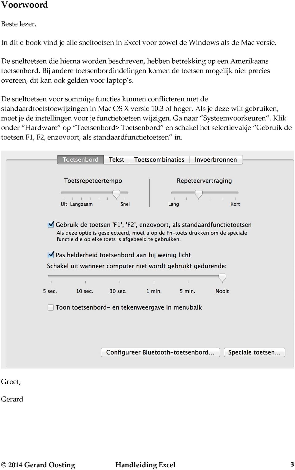 Sneltoetsen mac excel