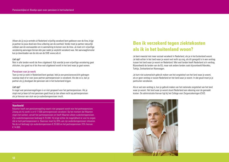 Het aanvraagformulier kun je downloaden van de site van de SVB: www.svb.nl. Let op! Niet in alle landen wordt de Anw uitgekeerd.