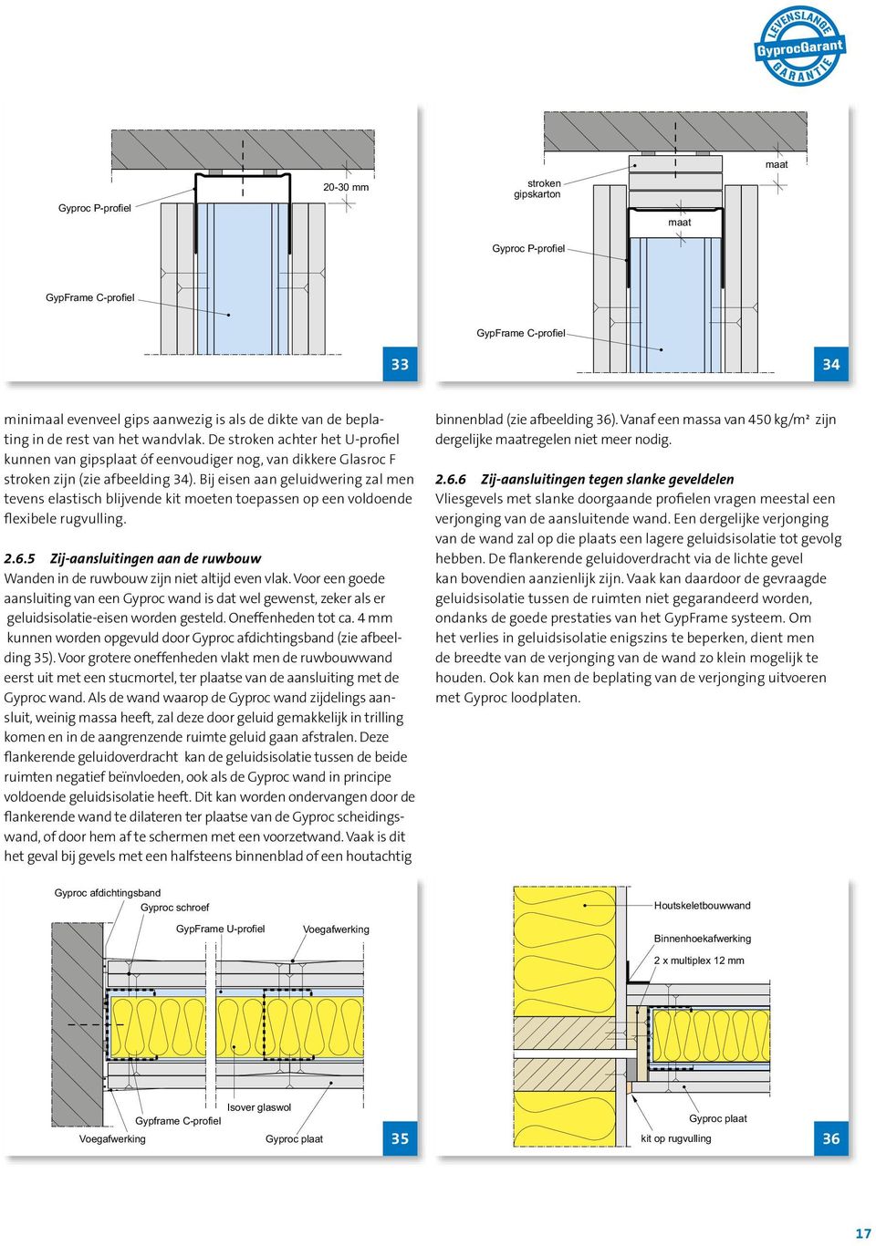 Bij eisen aan geluidwering zal men tevens elastisch blijvende kit moeten toepassen op een voldoende flexibele rugvulling. 2.6.