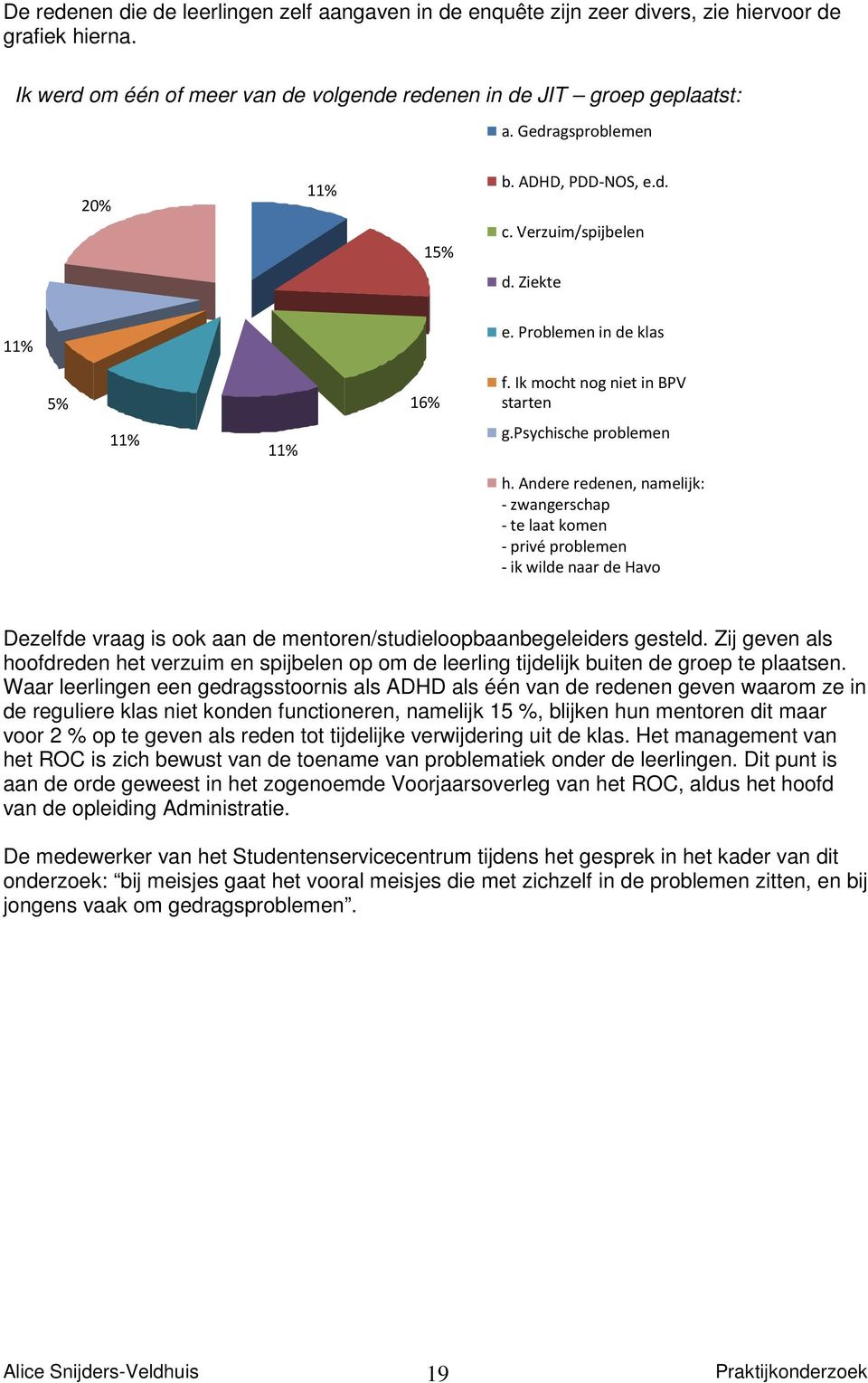 Andere redenen, namelijk: - zwangerschap - te laat komen - privé problemen - ik wilde naar de Havo Dezelfde vraag is ook aan de mentoren/studieloopbaanbegeleiders gesteld.