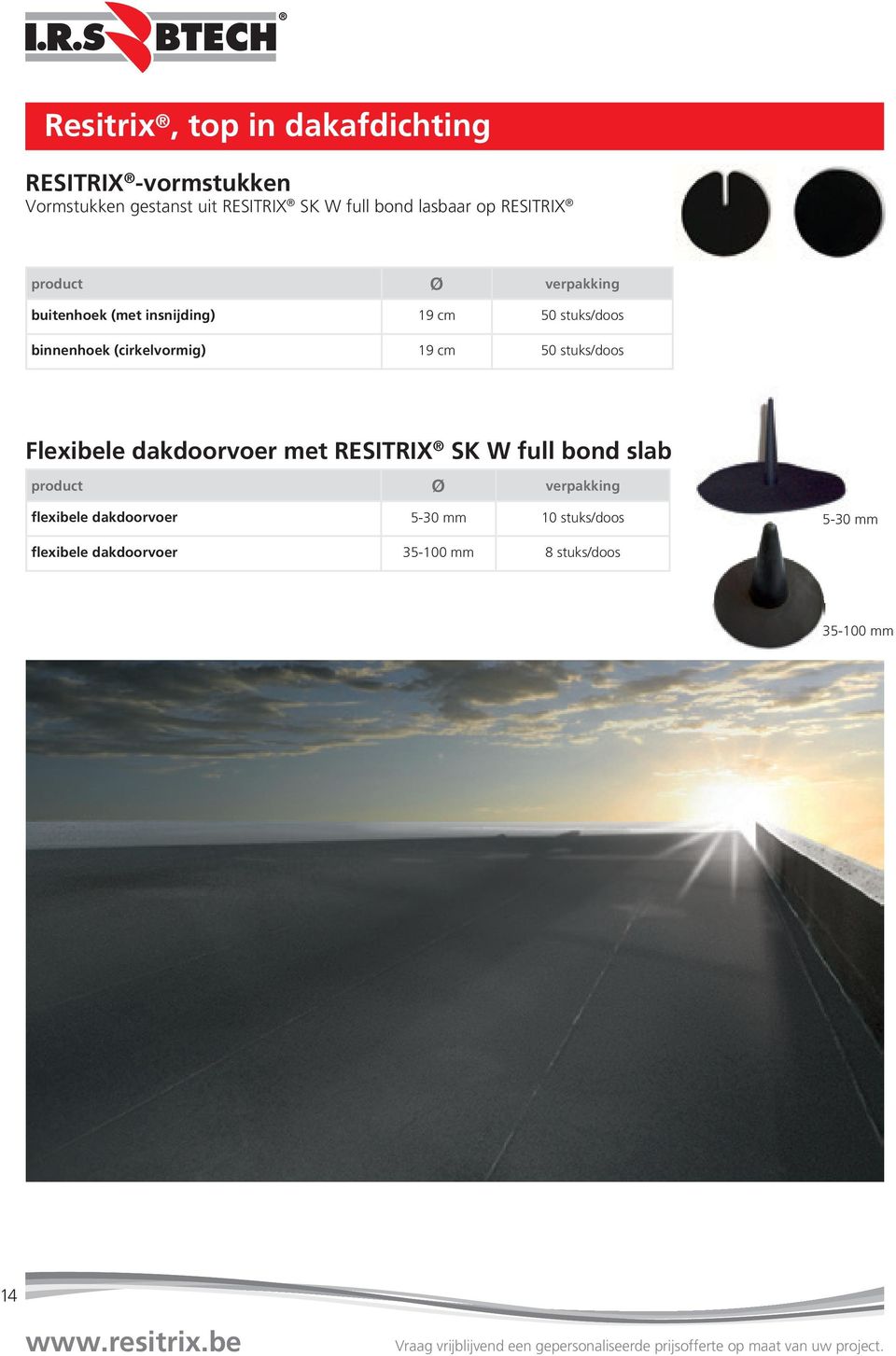 (cirkelvormig) 19 cm 50 stuks/doos Flexibele dakdoorvoer met RESITRIX SK W full bond slab product Ø