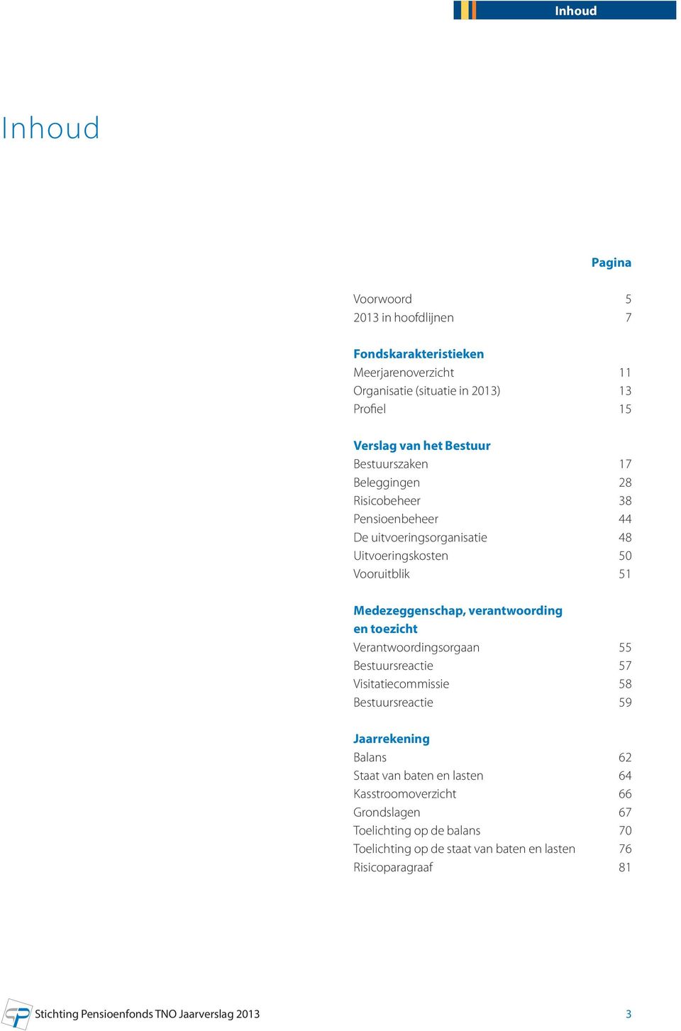 verantwoording en toezicht Verantwoordingsorgaan 55 Bestuursreactie 57 Visitatiecommissie 58 Bestuursreactie 59 Jaarrekening Balans 62 Staat van baten en lasten 64