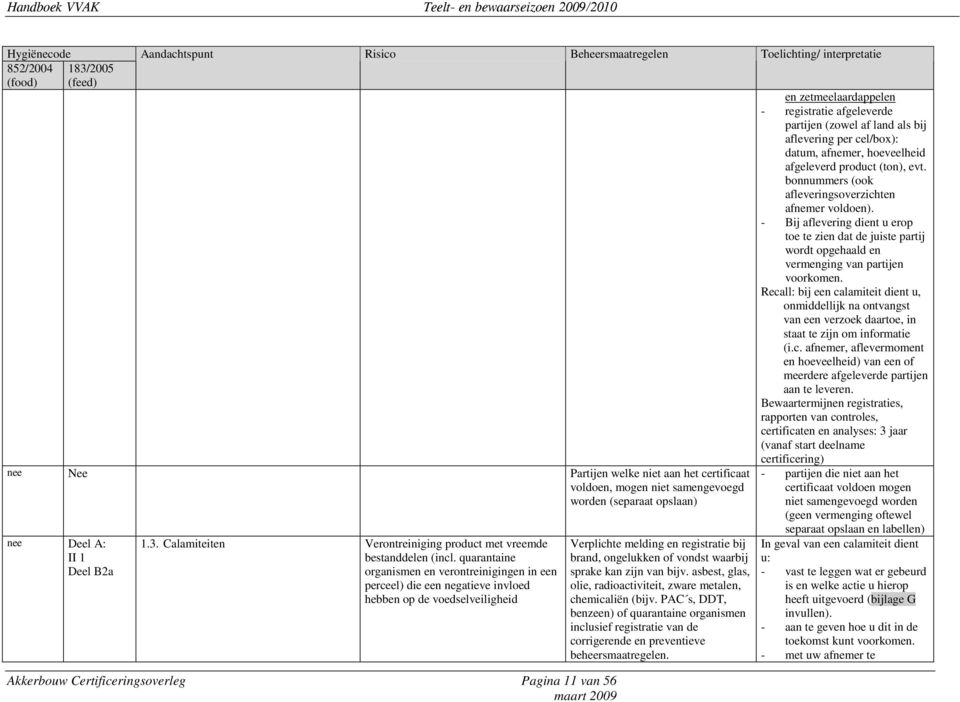 quarantaine organismen en verontreinigingen in een perceel) die een negatieve invloed hebben op de voedselveiligheid Akkerbouw Certificeringsoverleg Pagina 11 van 56 Verplichte melding en registratie