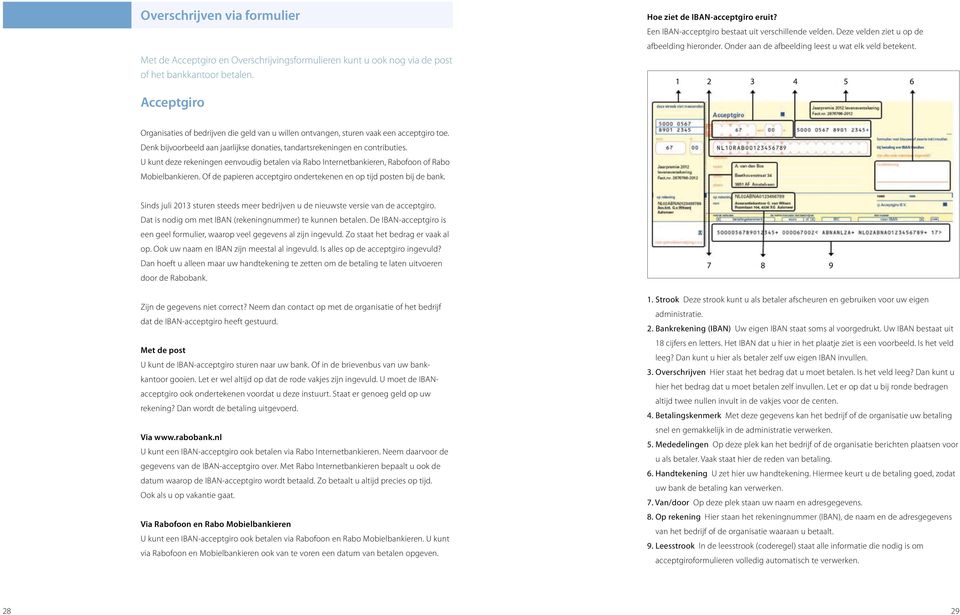 1 2 3 4 5 6 Organisaties of bedrijven die geld van u willen ontvangen, sturen vaak een acceptgiro toe. Denk bijvoorbeeld aan jaarlijkse donaties, tandartsrekeningen en contributies.