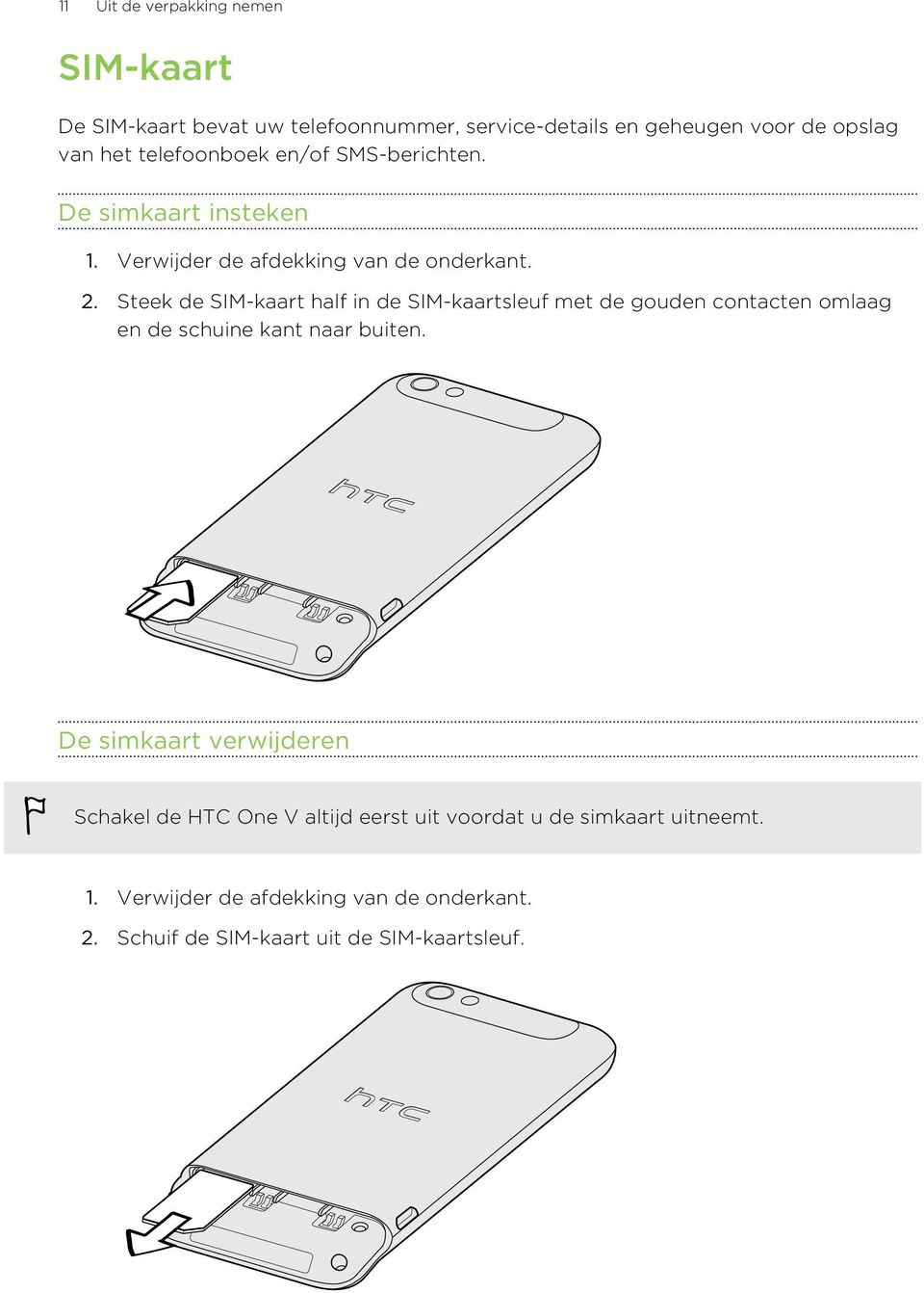 Steek de SIM-kaart half in de SIM-kaartsleuf met de gouden contacten omlaag en de schuine kant naar buiten.