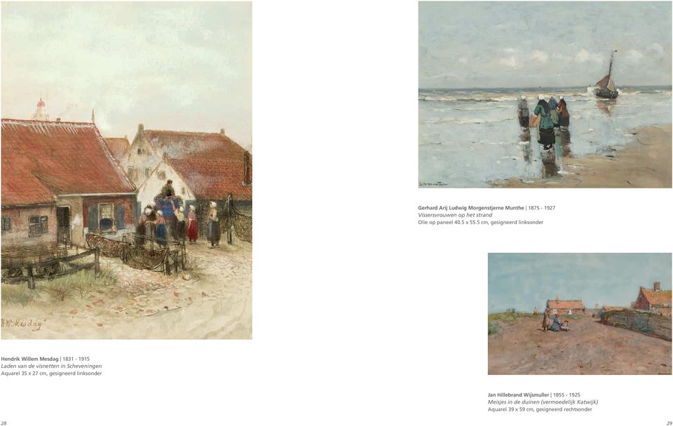 5 cm, gesigneerd linksonder Hendrik Willem Mesdag 1831-1915 Laden van de visnetten in