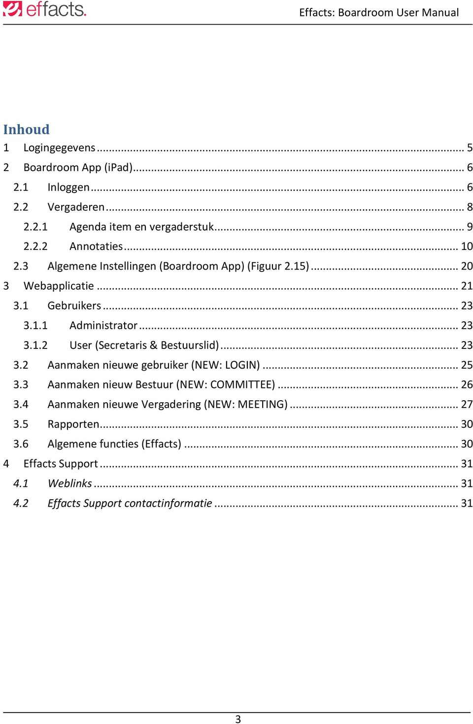 .. 23 3.2 Aanmaken nieuwe gebruiker (NEW: LOGIN)... 25 3.3 Aanmaken nieuw Bestuur (NEW: COMMITTEE)... 26 3.4 Aanmaken nieuwe Vergadering (NEW: MEETING)... 27 3.