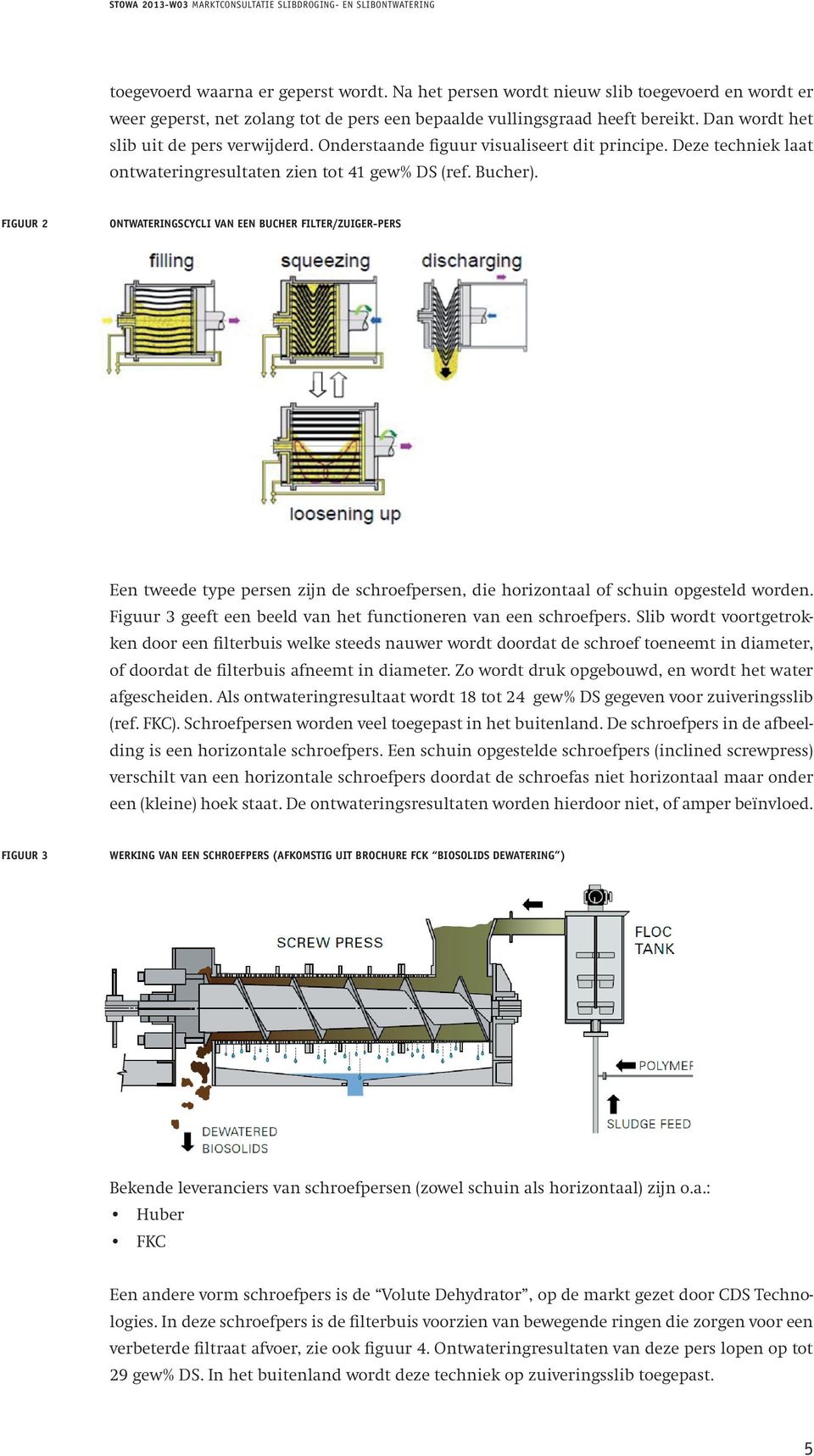 Dan wordt het 7 van 29 slib uit de pers verwijderd. Onderstaande figuur visualiseert dit principe. Pagina Deze techniek laat ontwateringresultaten zien tot 41 gew% DS (ref. Bucher).