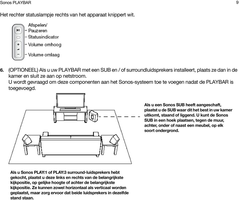 U wordt gevraagd om deze componenten aan het Sonos-systeem toe te voegen nadat de PLAYBAR is toegevoegd.