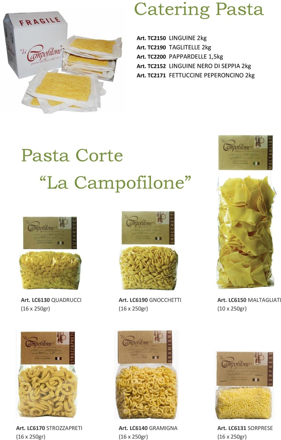 TC2171 FETTUCCINE PEPERONCINO 2kg Pasta Corte La Campofilone Art. LC6130 QUADRUCCI Art.