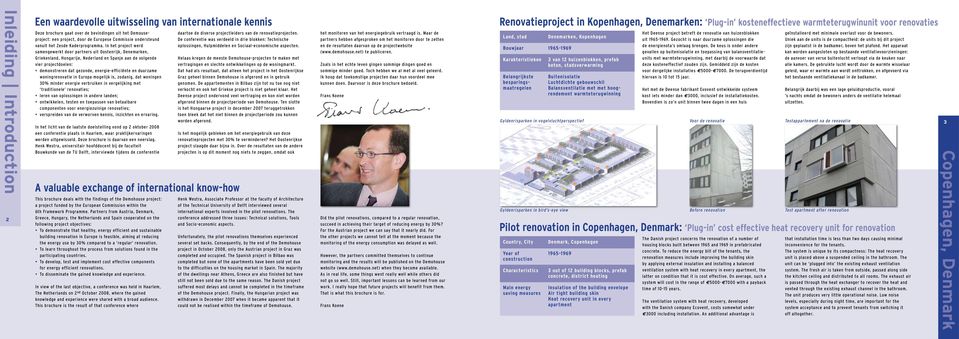 In het project werd samengewerkt door partners uit Oostenrijk, Denemarken, Griekenland, Hongarije, Nederland en Spanje aan de volgende vier projectdoelen: demonstreren dat gezonde, energie-efficiënte