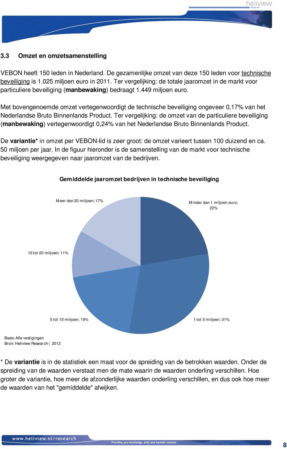 Met bovengenoemde omzet vertegenwoordigt de technische beveiliging ongeveer 0,17% van het Nederlandse Bruto Binnenlands Product.