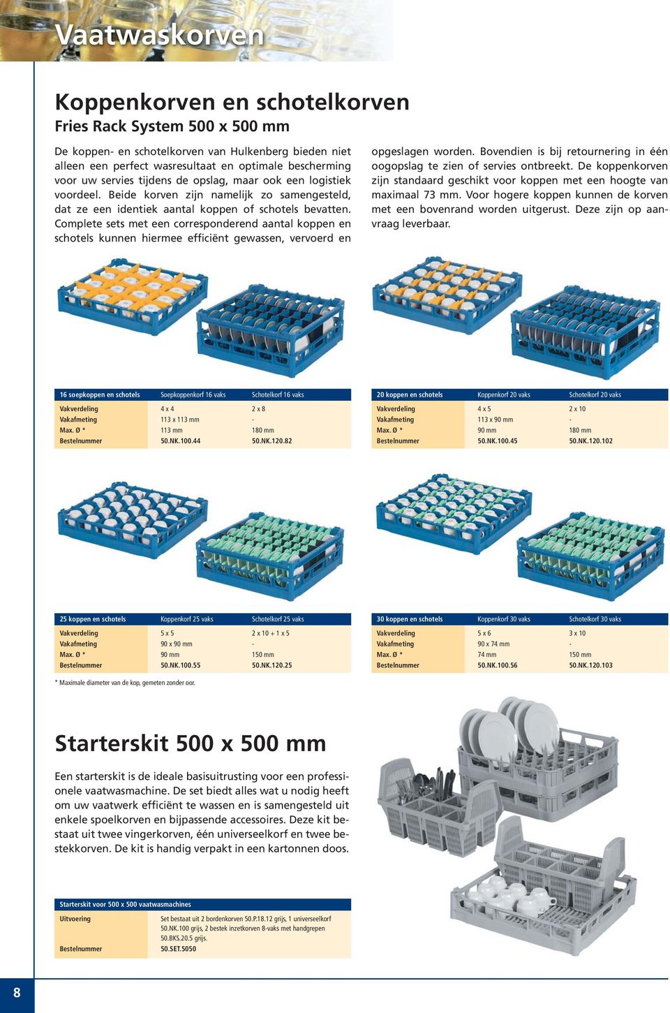 Complete sets met een corresponderend aantal koppen en schotels kunnen hiermee efficiënt gewassen, vervoerd en opgeslagen worden.