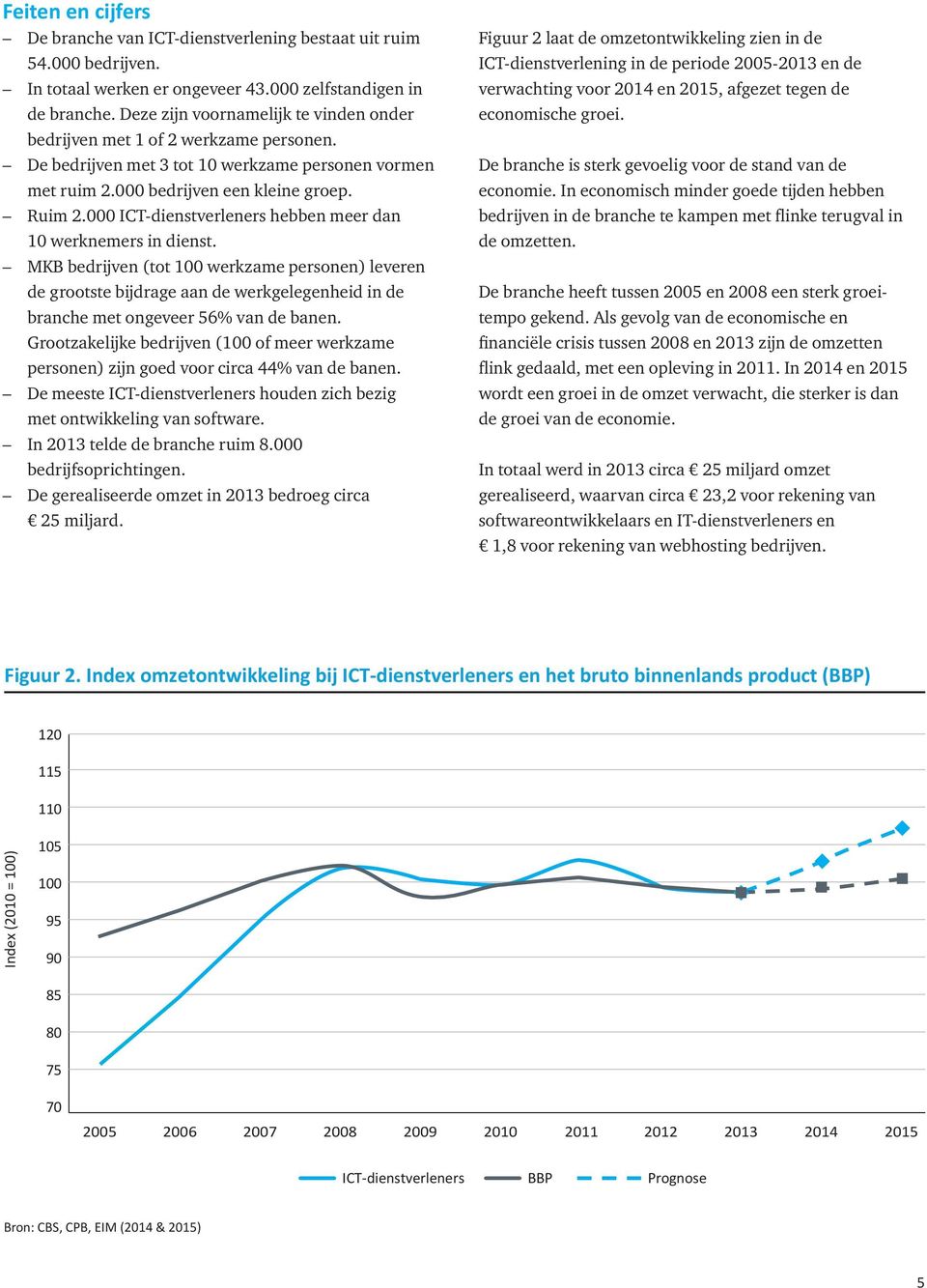 000 ICT-dienstverleners hebben meer dan 10 werknemers in dienst. MKB bedrijven (tot 100 ame onen) leveren de grootste bijdrage aan de werkgelegenheid in de branche met ongeveer 56% van de banen.