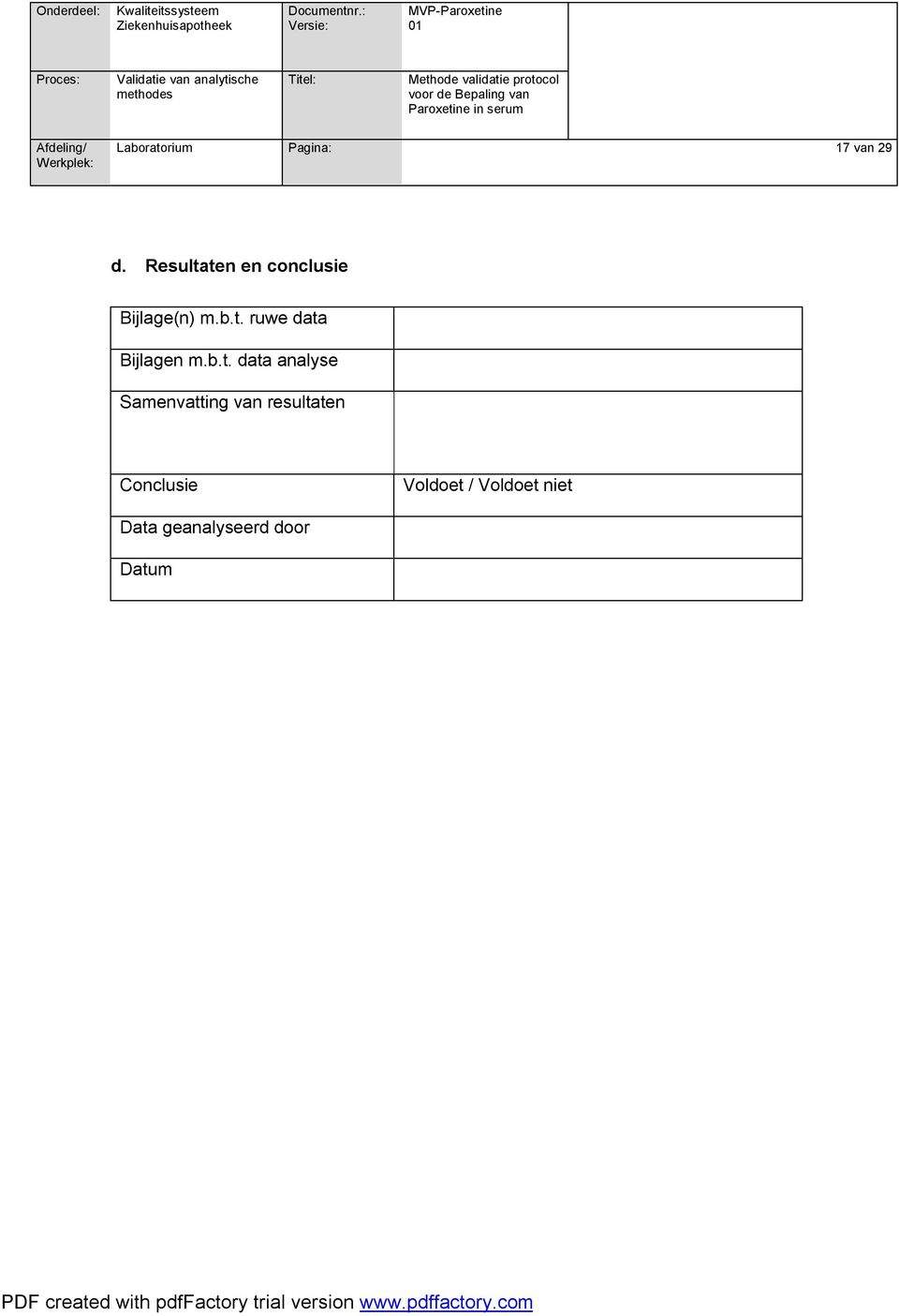 b.t. data analyse Samenvatting van resultaten