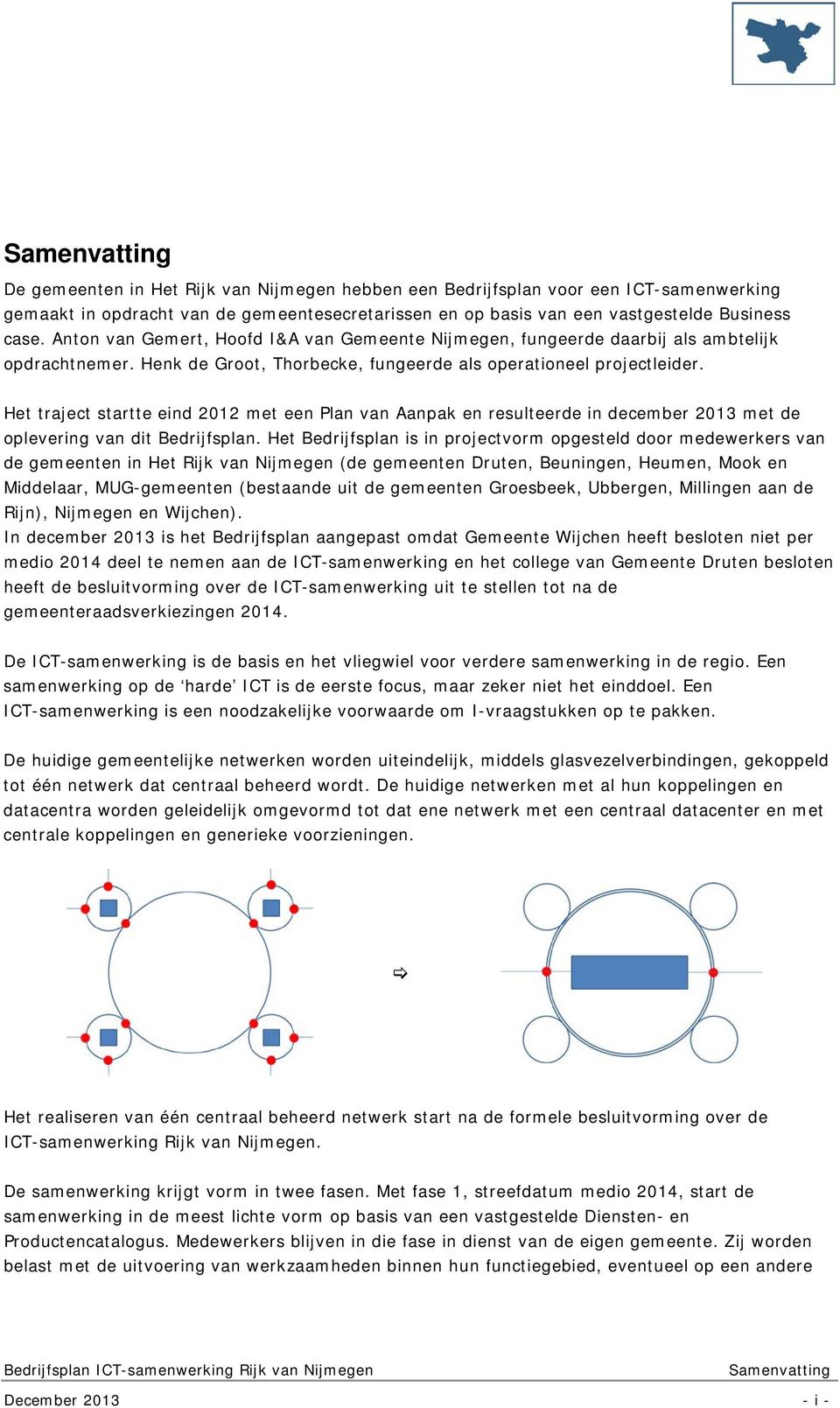 Het traject startte eind 2012 met een Plan van Aanpak en resulteerde in december 2013 met de oplevering van dit Bedrijfsplan.