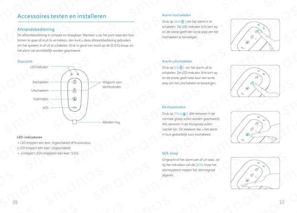 O.S.]-knop, en het alarm zal onmiddellijk worden geactiveerd. Alarm inschakelen Druk op [Aan ] om het alarm in te schakelen.