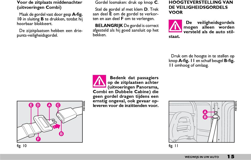 BELANGRIJK De gordel is correct afgesteld als hij goed aansluit op het bekken.