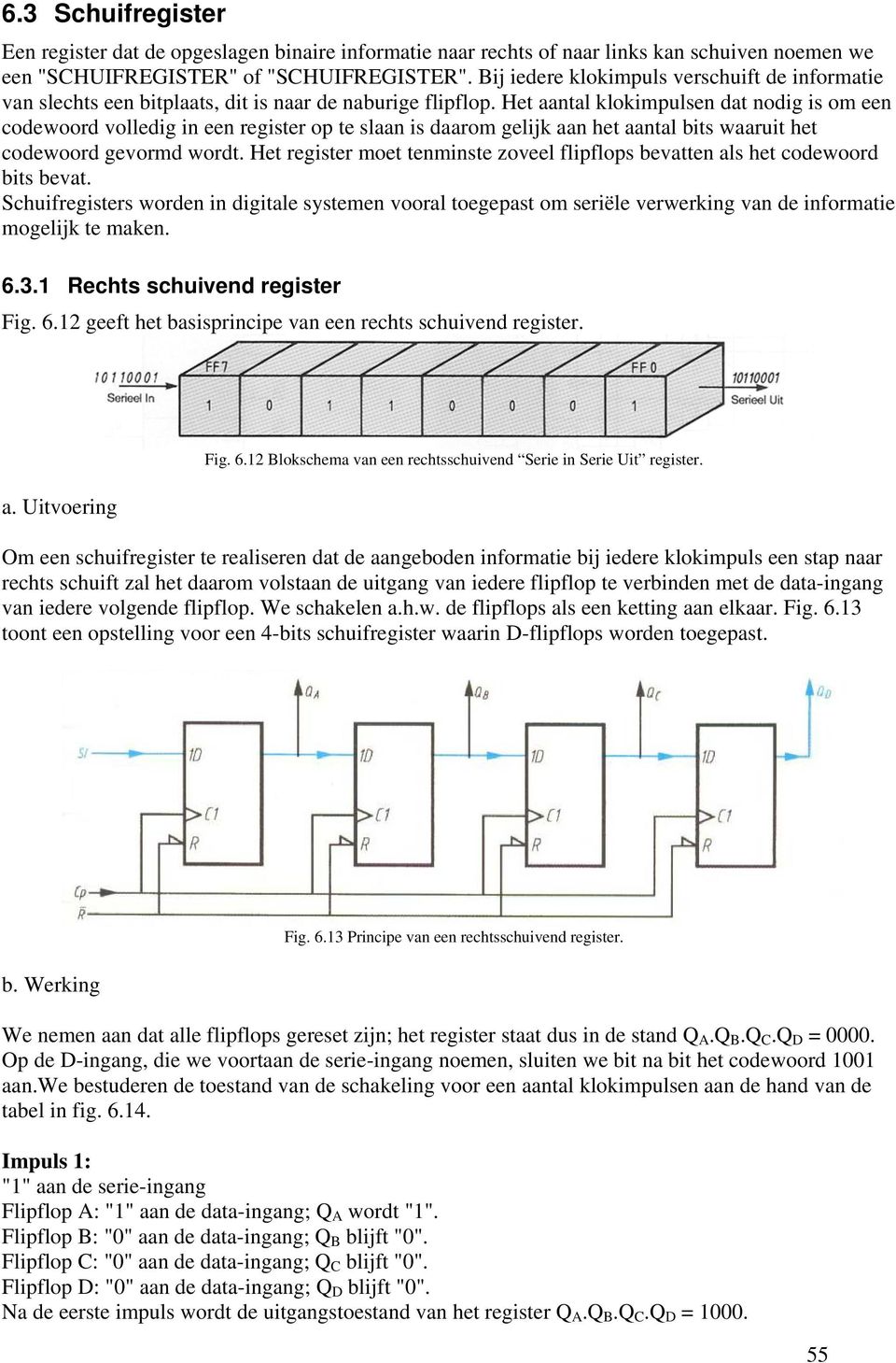 Het aantal klokimpulsen dat nodig is om een codewoord volledig in een register op te slaan is daarom gelijk aan het aantal bits waaruit het codewoord gevormd wordt.