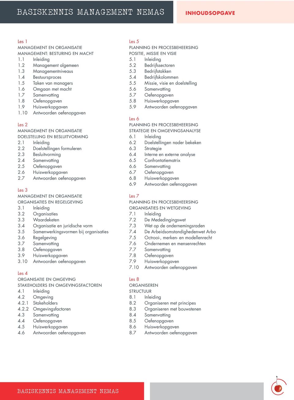 6 Huiswerkopgaven 2.7 Antwoorden oefenopgaven Les 3 Organisaties en regelgeving 3.1 Inleiding 3.2 Organisaties 3.3 Waardeketen 3.4 Organisatie en juridische vorm 3.