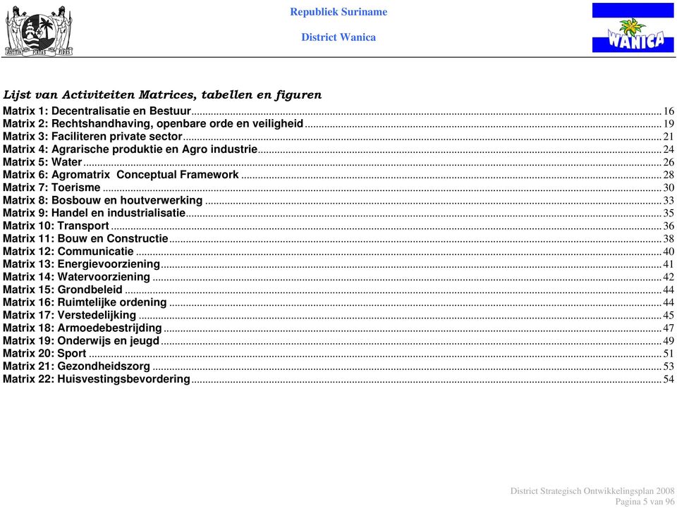 .. 33 Matrix 9: Handel en industrialisatie... 35 Matrix 10: Transport... 36 Matrix 11: Bouw en Constructie... 38 Matrix 12: Communicatie... 40 Matrix 13: Energievoorziening.