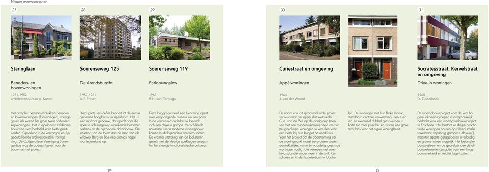 Zuiderhoek Het complex bestaat uit blokken benedenen bovenwoningen (flatwoningen), vormgegeven als waren het grote twee-onder-éénkapwoningen.