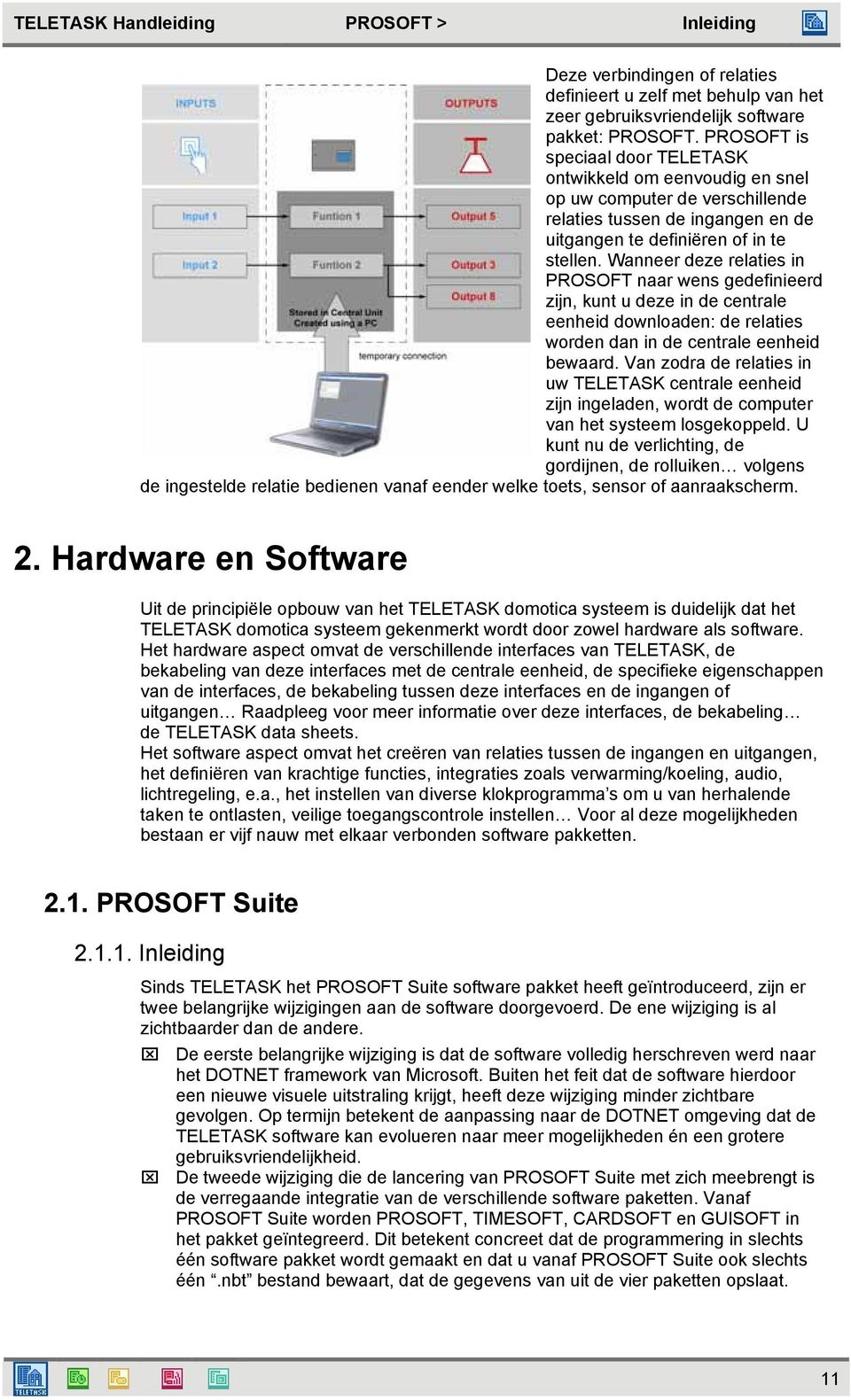 Wanneer deze relaties in PROSOFT naar wens gedefinieerd zijn, kunt u deze in de centrale eenheid downloaden: de relaties worden dan in de centrale eenheid bewaard.