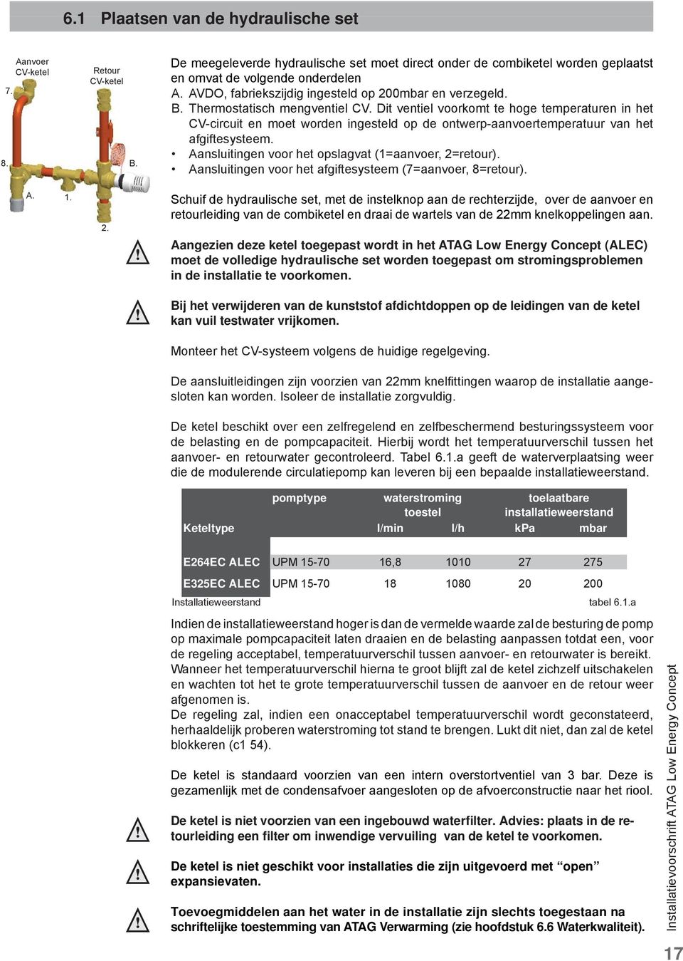 Dit ventiel voorkomt te hoge temperaturen in het CV-circuit en moet worden ingesteld op de ontwerp-aanvoertemperatuur van het afgiftesysteem. Aansluitingen voor het opslagvat (1=aanvoer, 2=retour).