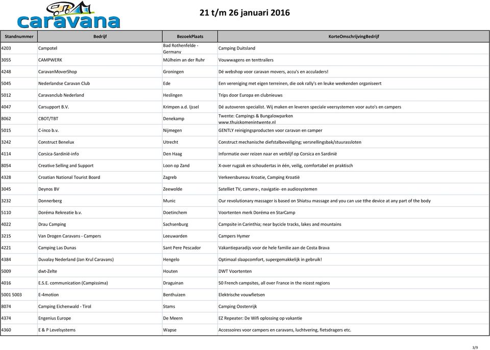 5045 Nederlandse Caravan Club Ede Een vereniging met eigen terreinen, die ook rally's en leuke weekenden organiseert 5012 Caravanclub Nederland Heslingen Trips door Europa en clubnieuws 4047