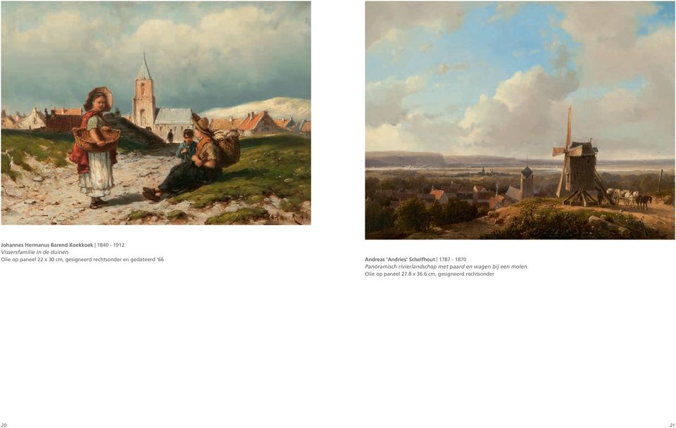 Andries Schelfhout 1787-1870 Panoramisch rivierlandschap met paard en