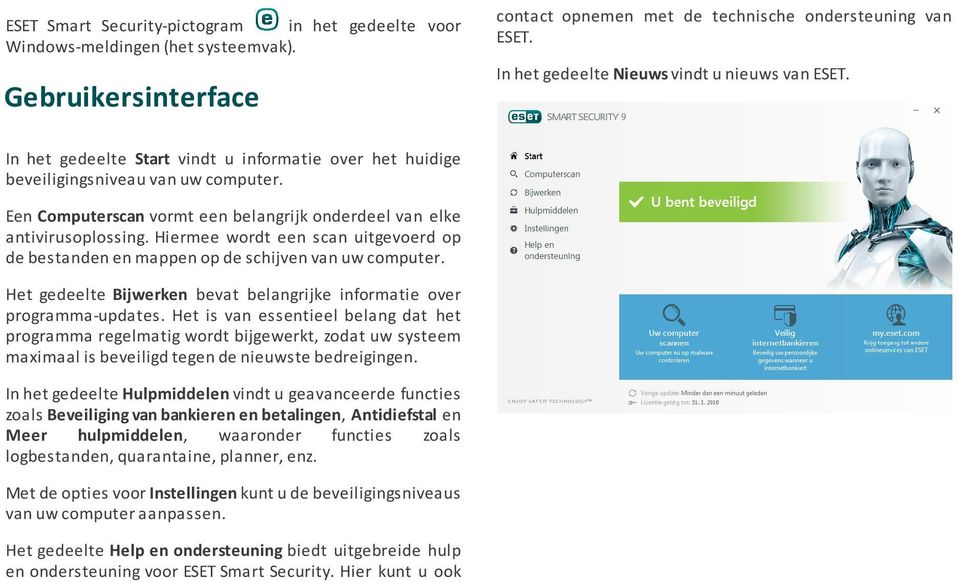 Het gedeelte Bijwerken bevat belangrijke informatie over programma-updates.