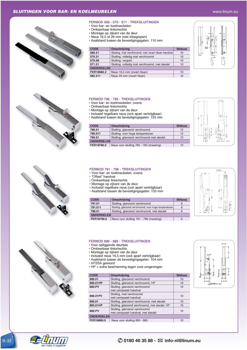 2 Sluiting, volledig mat verchroomd, met sleutel 0 FER950.2 Neus,5 mm (zwart rilsan) 0 50.