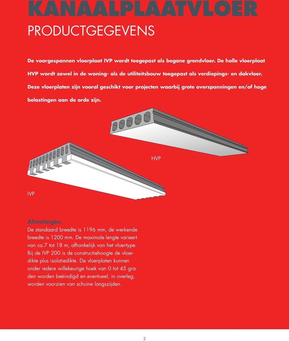 Deze vloerplaten zijn vooral geschikt voor projecten waarbij grote overspanningen en/of hoge belastingen aan de orde zijn.