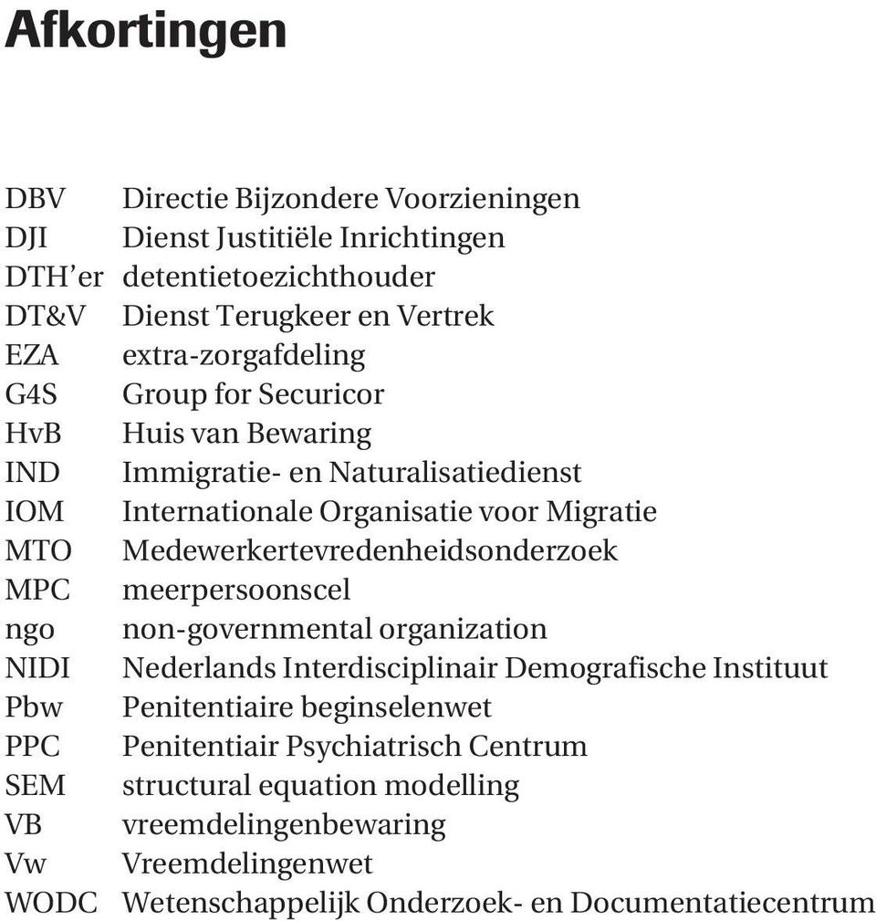 Medewerkertevredenheidsonderzoek MPC meerpersoonscel ngo non-governmental organization NIDI Nederlands Interdisciplinair Demografische Instituut Pbw Penitentiaire