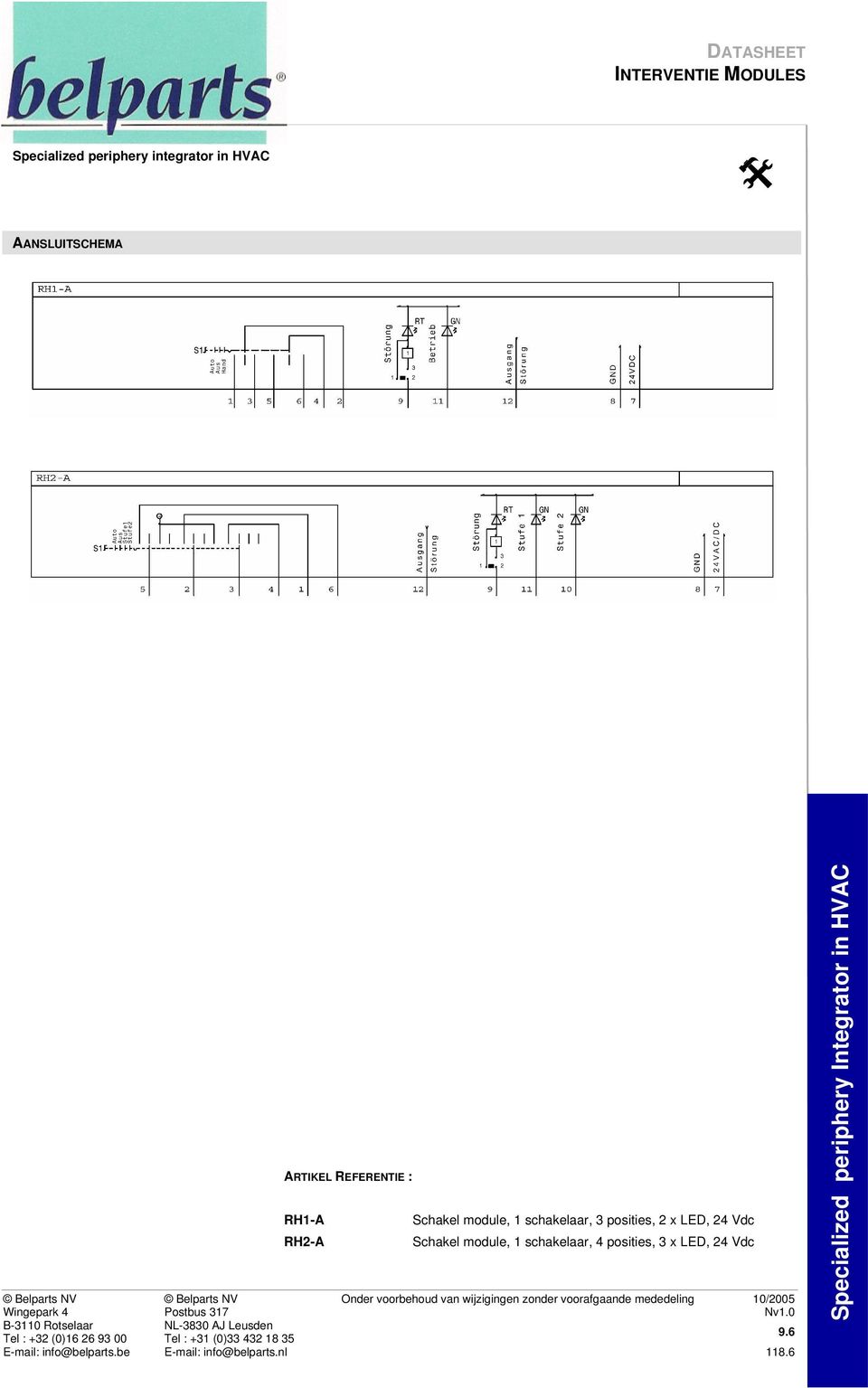 posities, 2 x LED, 24 Vdc Schakel module,