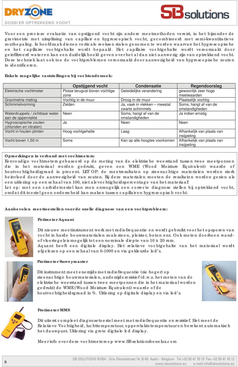 Het capillaire vochtgehalte wordt veroorzaakt door geïnfiltreerd water en kan een duidelijk beeld geven over het al dan niet aanwezig zijn van optrekkend vocht.