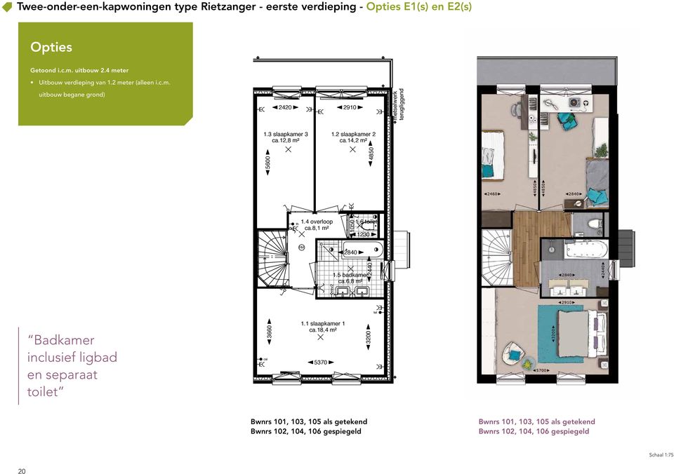 36,7 m² th mv 930 0.1 keuken Badkamer ca.19,9 m² inclusief ligbad 5370 en separaat toilet 1710 kk ov 4820 0.3 toilet 1980 0.2 hal ca.