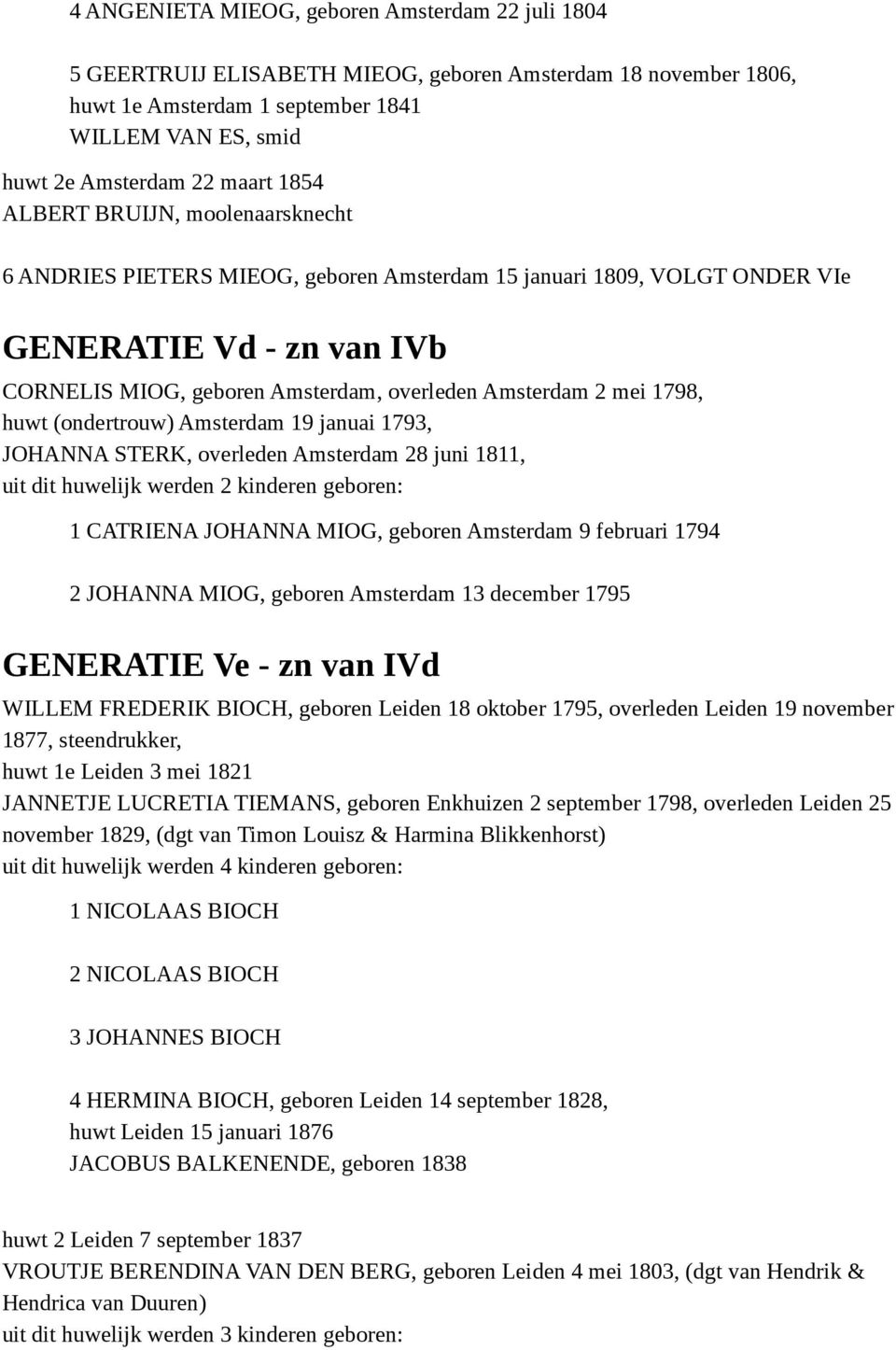 1798, huwt (ondertrouw) Amsterdam 19 januai 1793, JOHANNA STERK, overleden Amsterdam 28 juni 1811, 1 CATRIENA JOHANNA MIOG, geboren Amsterdam 9 februari 1794 2 JOHANNA MIOG, geboren Amsterdam 13