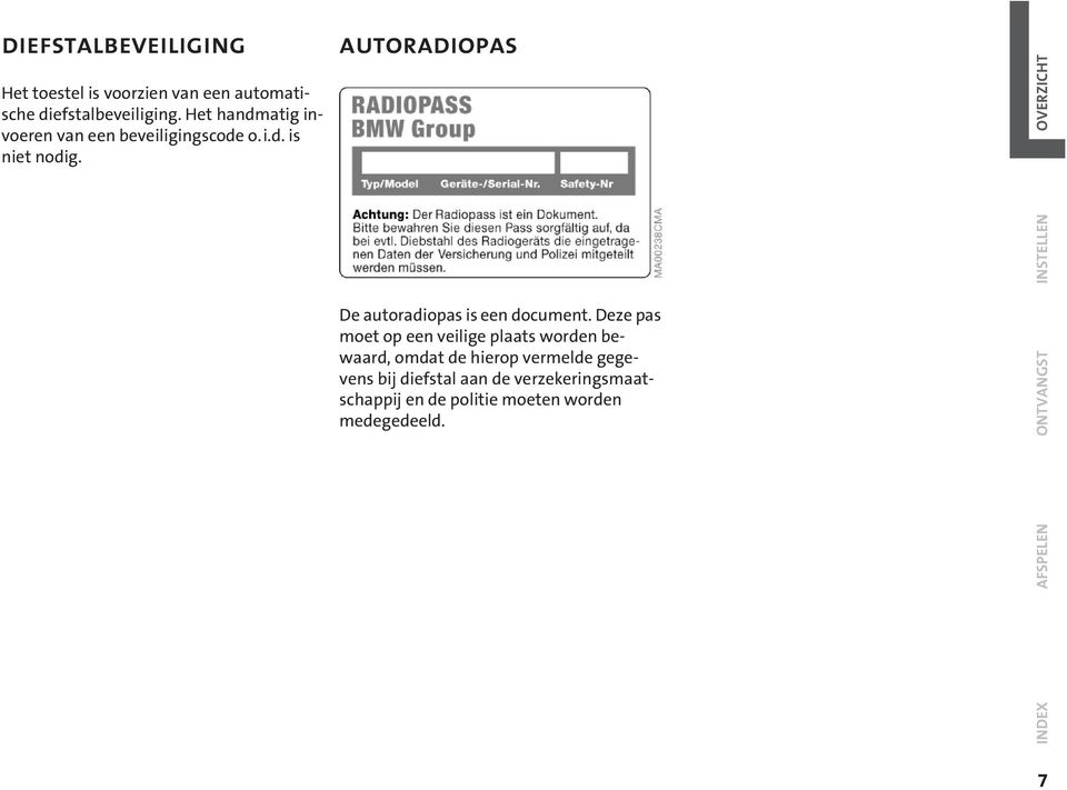 AUTORADIOPAS De autoradiopas is een document.