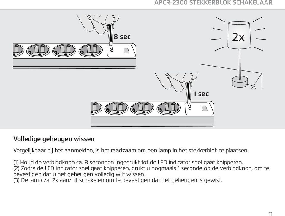 (2) Zodra de LED indicator snel gaat knipperen, drukt u nogmaals 1 seconde op de verbindknop, om te bevestigen dat