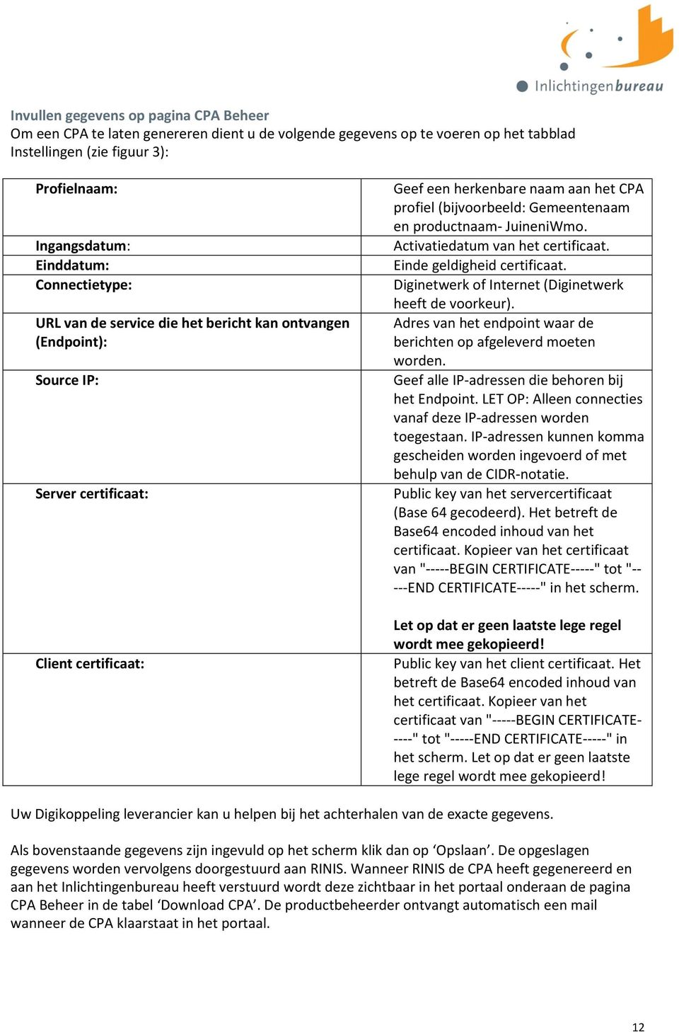 en productnaam- JuineniWmo. Activatiedatum van het certificaat. Einde geldigheid certificaat. Diginetwerk of Internet (Diginetwerk heeft de voorkeur).