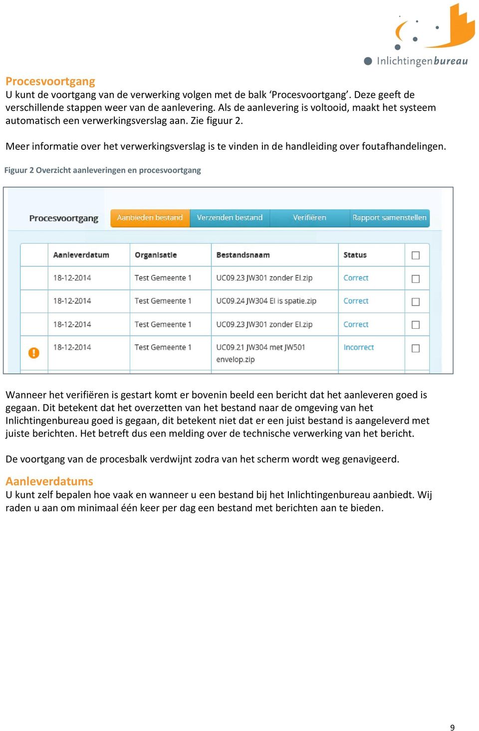 Meer informatie over het verwerkingsverslag is te vinden in de handleiding over foutafhandelingen.