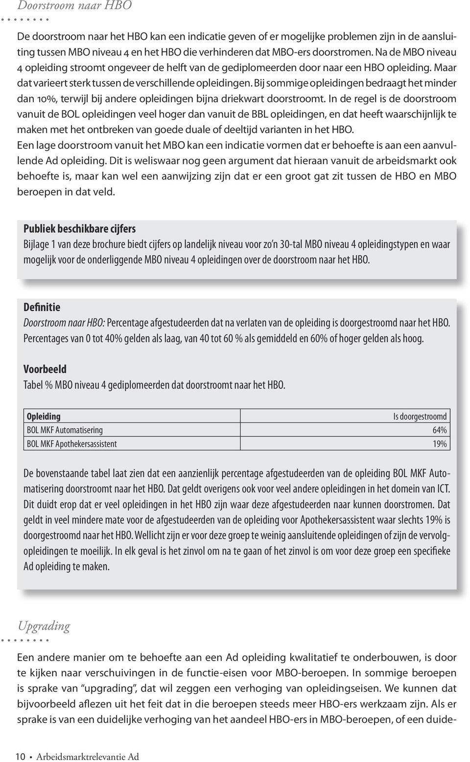 Bij sommige opleidingen bedraagt het minder dan 10%, terwijl bij andere opleidingen bijna driekwart doorstroomt.