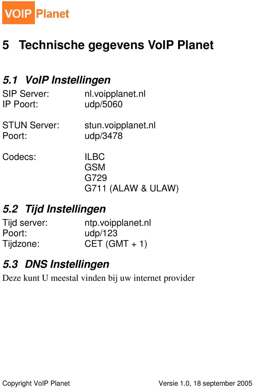 nl udp/3478 ILBC GSM G729 G711 (ALAW & ULAW) 5.2 Tijd Instellingen Tijd server: ntp.