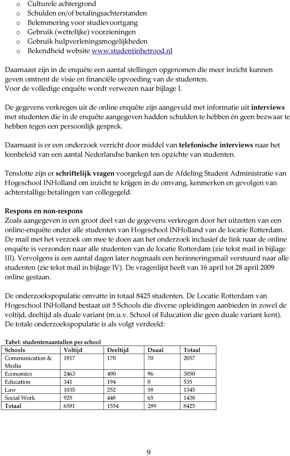 Voor de volledige enquête wordt verwezen naar bijlage I.