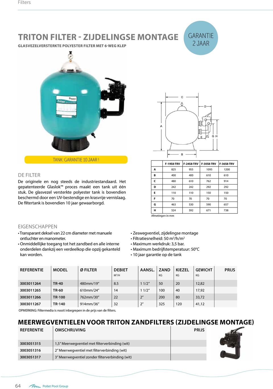 De filtertank is bovendien 10 jaar gewaarborgd. Transparant deksel van 22 cm diameter met manuele ontluchter en manometer.