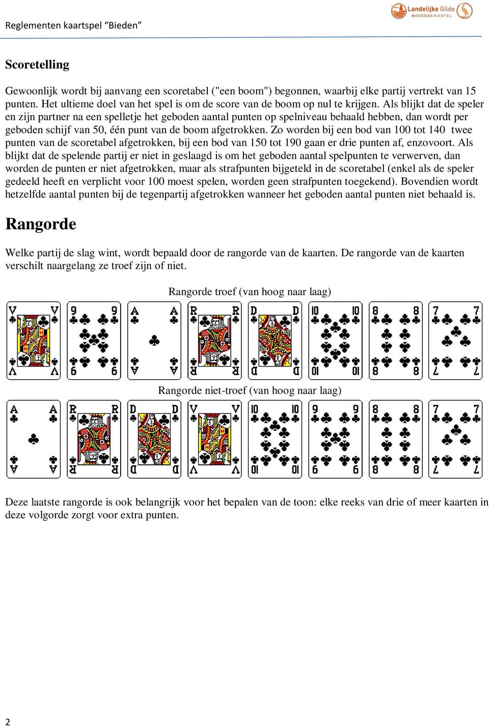 Zo worden bij een bod van 100 tot 140 twee punten van de scoretabel afgetrokken, bij een bod van 150 tot 190 gaan er drie punten af, enzovoort.